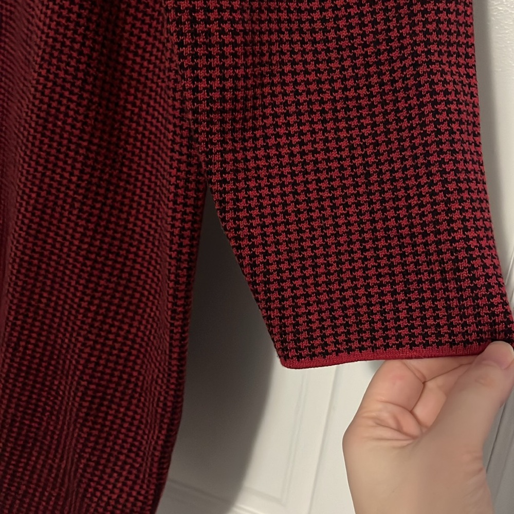 J. Jill women’s XL petite red houndstooth long sleeve shift dress fall winter - Picture 4 of 5